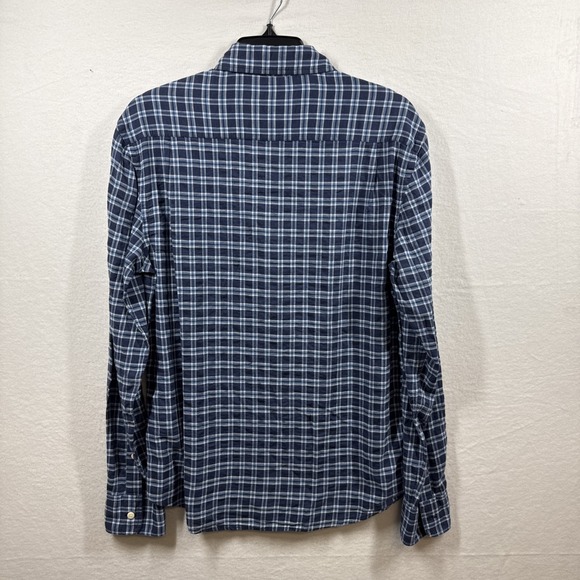 Faherty Tropical Cotton Shirt Mens M Blue Plaid Preppy Organic Cotton Huckberry - Picture 6 of 12